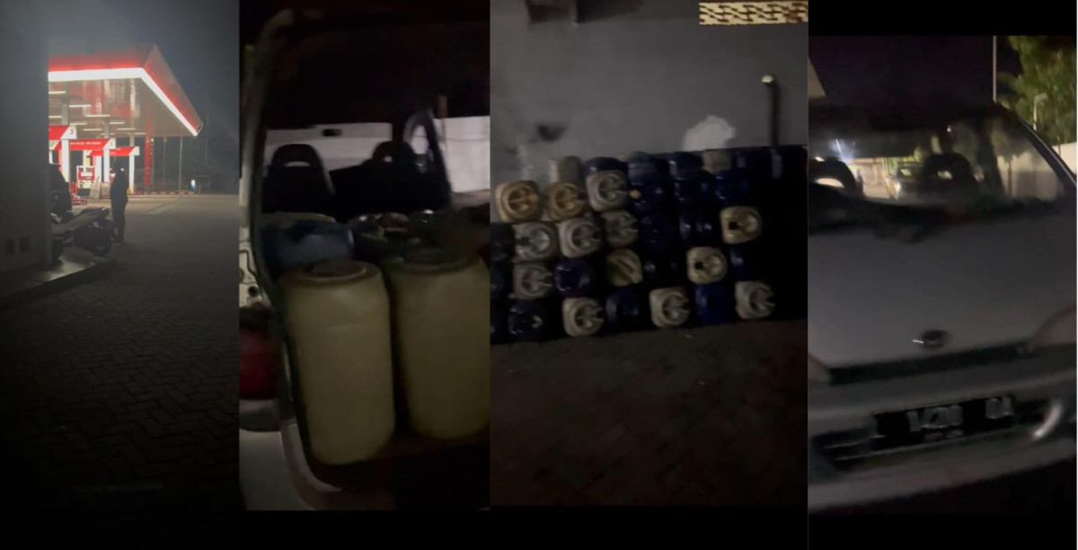 Barang bukti hasil penggerebekan dugaan praktik BBM ilegal di SPBU Batuan, Kamis malam (19/2/2026)